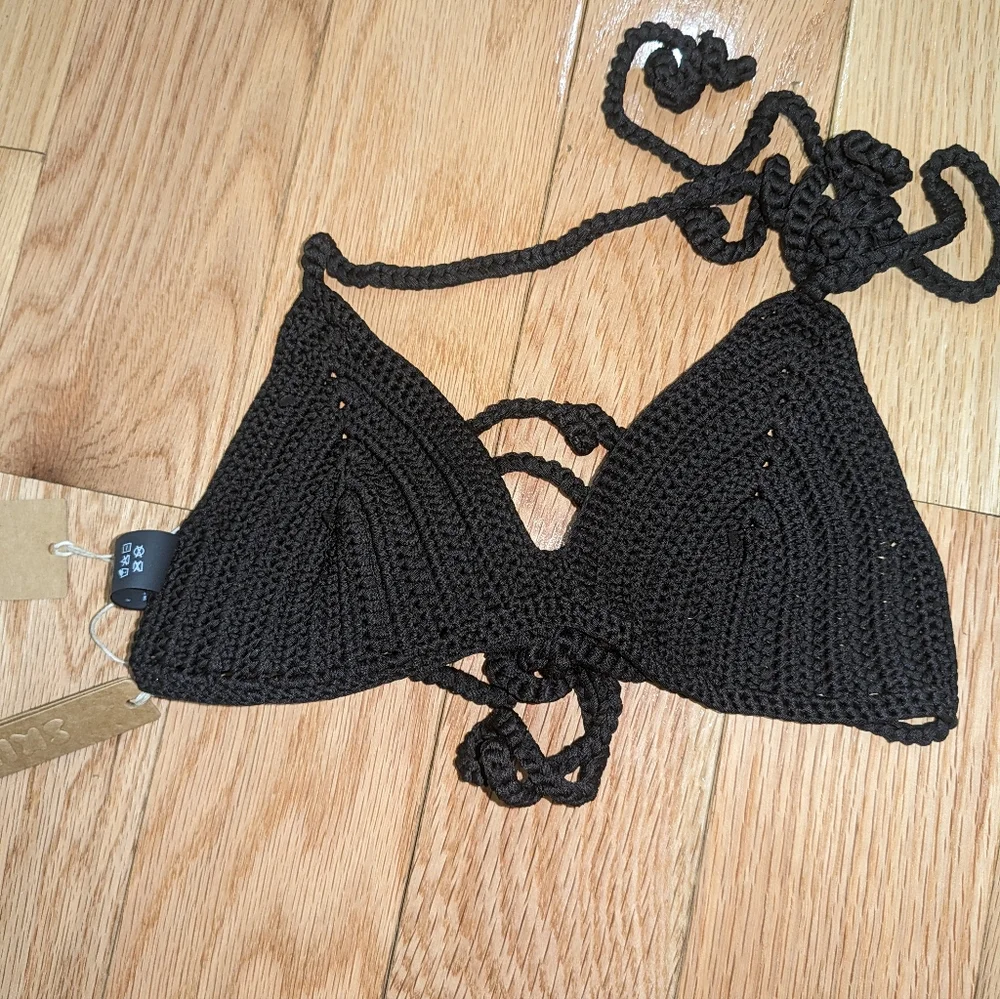 NWT SKIMS CROCHET SWIM BIKINI SET IN ONYX